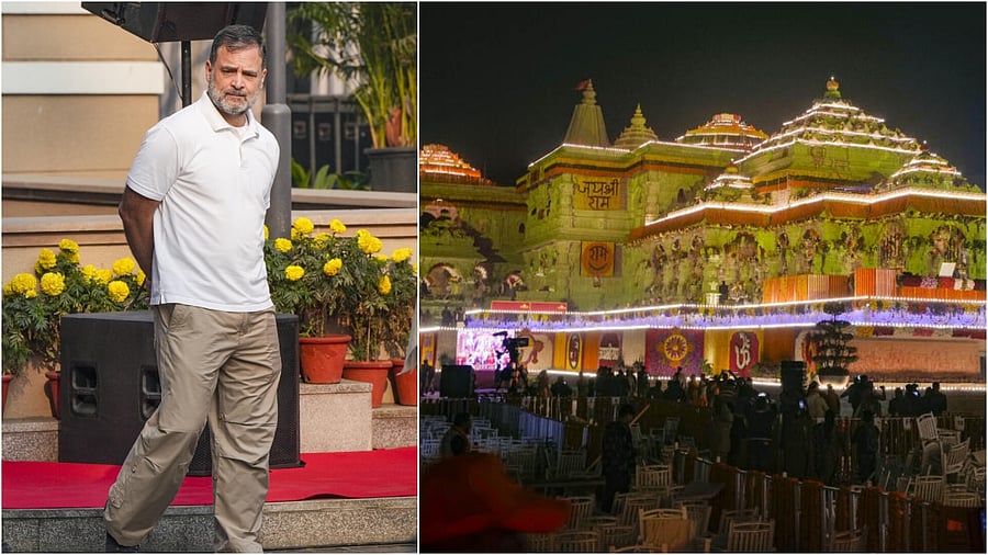 <div class="paragraphs"><p>Rahul Gandhi(L), Ayodhya Ram mandir</p></div>