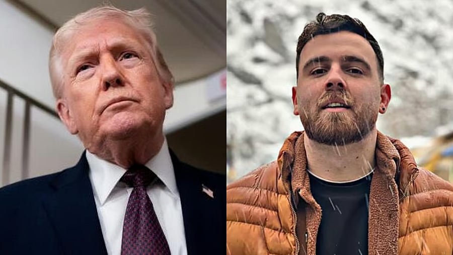 <div class="paragraphs"><p>US President Donald Trump and&nbsp;Protester Erfan Soltani.</p></div>