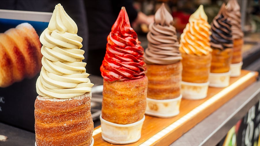 <div class="paragraphs"><p>Traditional chimney cake sold on a Prague street. </p></div>
