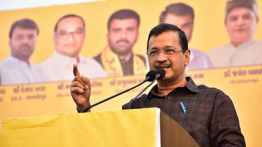 <div class="paragraphs"><p>Arvind Kejriwal speaks at AAP's rally in Ahmedabad.</p></div>