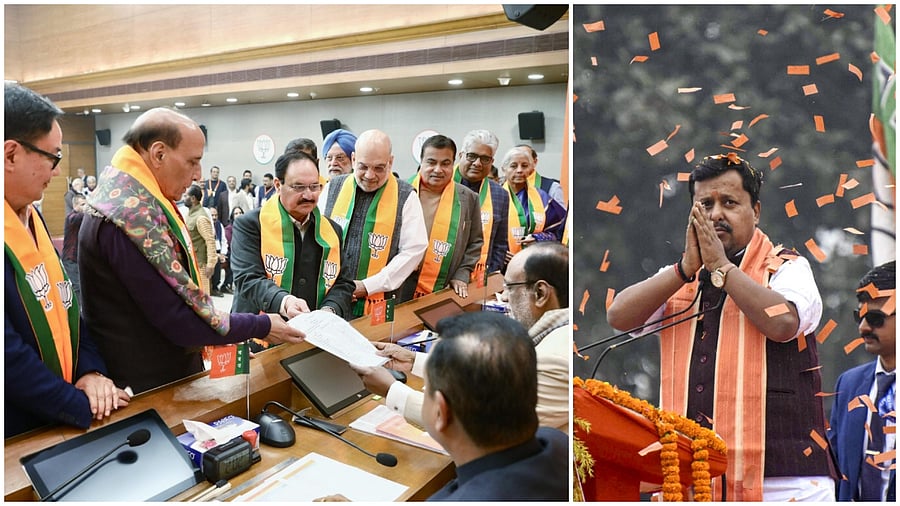 <div class="paragraphs"><p>Senior BJP leaders submit nominations for Nitin Nabin(R) as party chief</p></div>