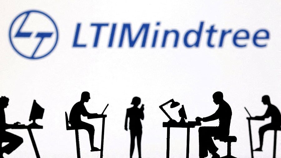 <div class="paragraphs"><p> Figurines with computers and smartphones are seen in front of LTIMindtree logo in this illustration.</p></div>