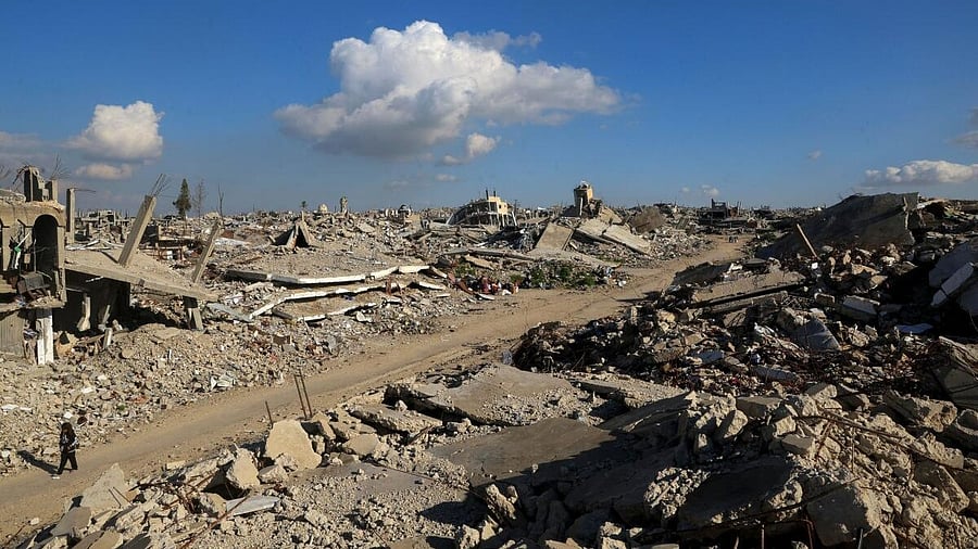 <div class="paragraphs"><p>Rubble of Palestinian homes destroyed in Israeli strikes during the war, in Khan Younis, southern Gaza Strip</p><p></p></div>