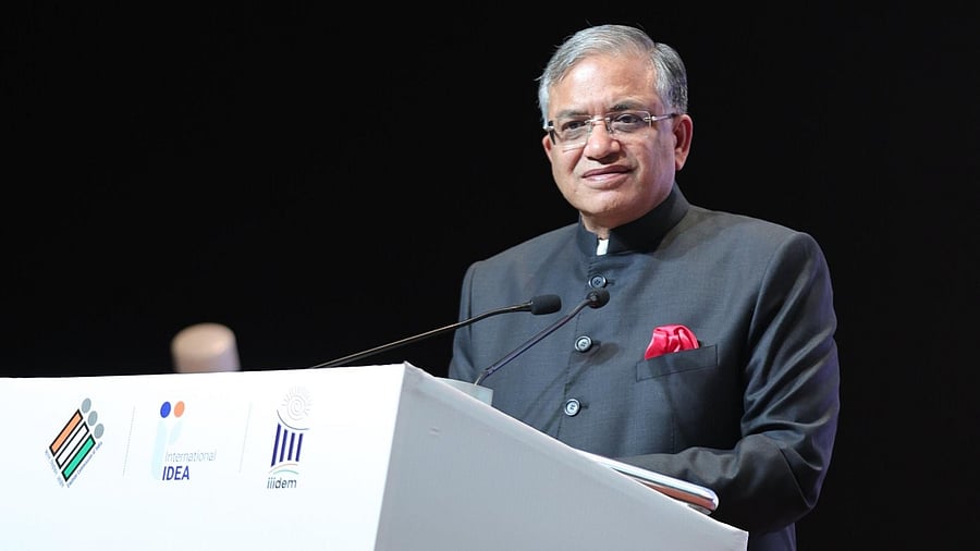 <div class="paragraphs"><p>Chief Election Commissioner Gyanesh Kumar addresses the inaugural session of an international conference of election management bodies.</p></div>