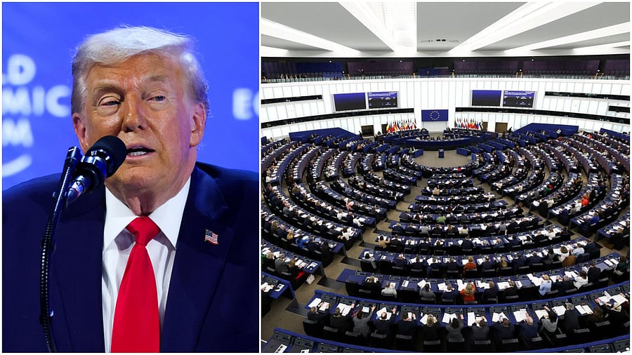 <div class="paragraphs"><p>US President Donald Trump (R), A representative image showing the&nbsp;European Parliament.</p></div>