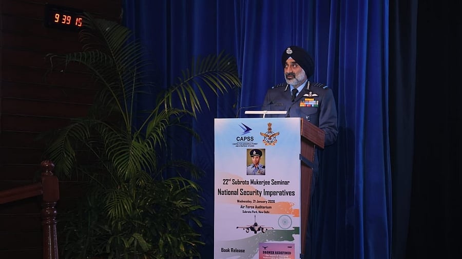 <div class="paragraphs"><p>IAF chief A P Singh&nbsp;addressing the 22nd Subroto Mukerjee seminar in New Delhi.&nbsp;</p></div>