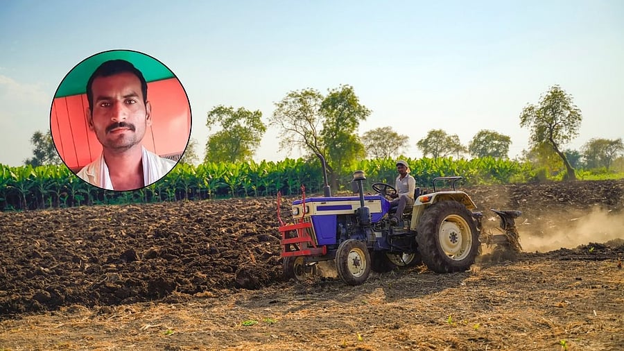 <div class="paragraphs"><p>Representative image of a tractor,&nbsp;Lokesh Kallappa Pujari (inset).</p></div>