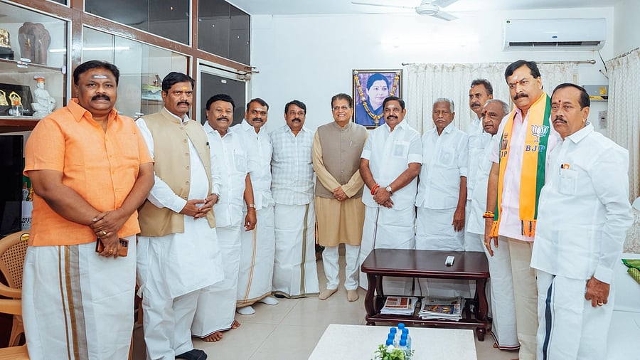 <div class="paragraphs"><p>Union Minister Piyush Goyal with DMK's Palaniswami.&nbsp;</p></div>