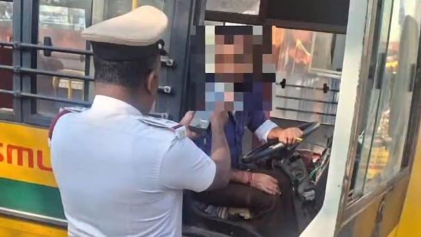 <div class="paragraphs"><p>Traffic police conducts DUI drive against school vehicle drivers on Friday.</p></div>