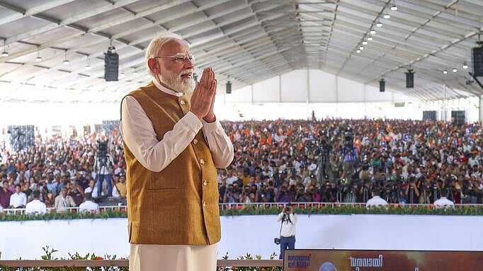 <div class="paragraphs"><p>Prime Minister Narendra Modi greets the gathering during a public rally, in Thiruvananthapuram, Kerala.</p></div>