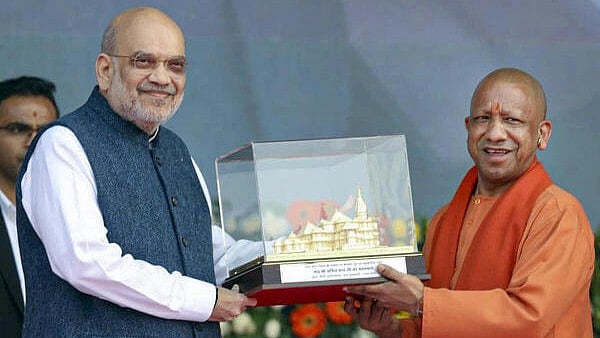 <div class="paragraphs"><p>Union Home Minister Amit Shah and Uttar Pradesh Chief Minister Yogi Adityanath during the 'Uttar Pradesh Diwas' at Rashtriya Prerna Sthal in Lucknow.</p></div>
