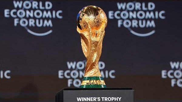 <div class="paragraphs"><p>The FIFA World Cup trophy is seen here.</p></div>
