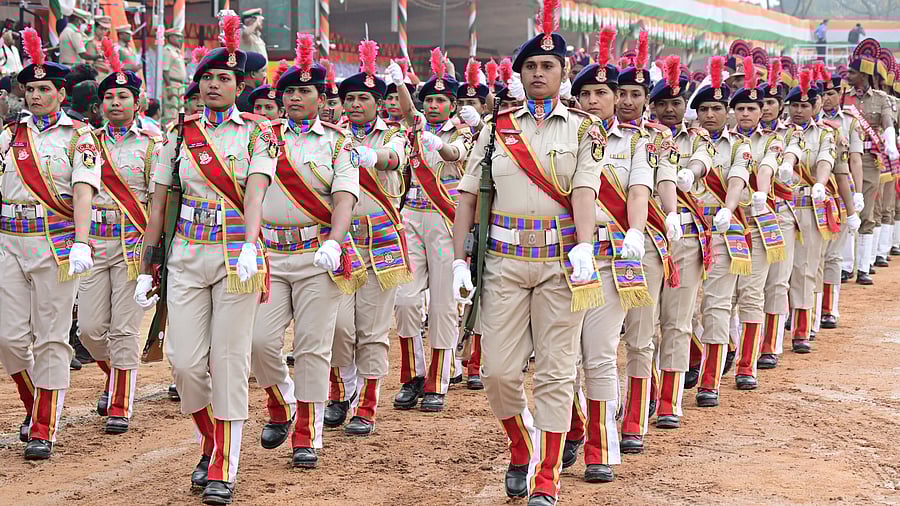 <div class="paragraphs"><p>A CRPF women contingent takes part in full-dress rehearsal for the Republic Day parade in Bengaluru on Saturday.</p></div>