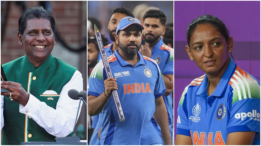 <div class="paragraphs"><p>(L-R)&nbsp;Vijay Amritraj, Rohit Sharma, Harmanpreet Kaur.</p></div>