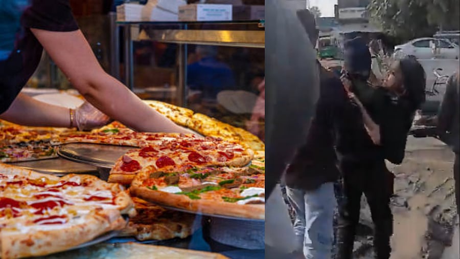 <div class="paragraphs"><p>The couple was sitting at the pizza outlet near the Bareilly turn under the Kant police station area, when seven to eight men belonging to a Hindutva outfit allegedly entered the premises and began demanding their identity cards.</p></div>