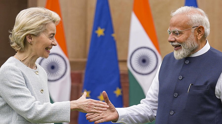 <div class="paragraphs"><p>Prime Minister Narendra Modi and President of the European Commission Ursula von der Leyen.</p></div>