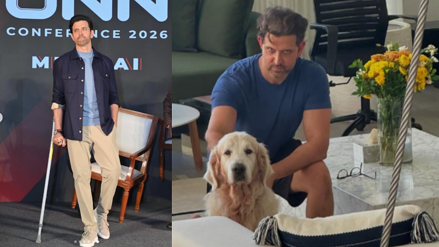 <div class="paragraphs"><p>The "War" actor posted a series of pictures on his Instagram account on Saturday, one of which showed him using crutches.</p></div>