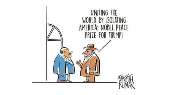 DH Cartoon Satirizes Trump's Nobel Peace Prize Nomination