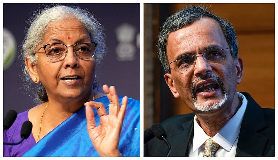 <div class="paragraphs"><p>Union Finance Minister Nirmala Sitharaman and (R) Chief Economic Adviser V A Anantha Nageswaran</p></div>