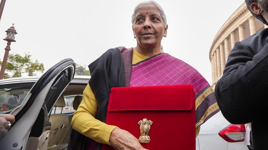 <div class="paragraphs"><p>Union Finance Minister Nirmala Sitharaman as she arrives in the Parliament to present the Union Budget 2026 on Sunday, February 1.&nbsp;</p></div>