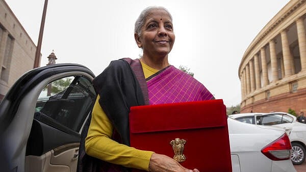 <div class="paragraphs"><p>Nirmala Sitharaman outside the Paliament premsies on occasion of Union Budget&nbsp;</p></div>