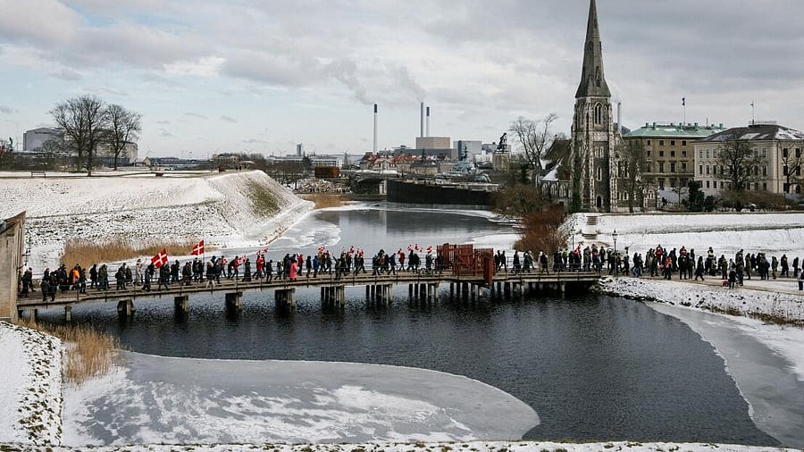 <div class="paragraphs"><p>Danish veterans attend a "silent manifestation march" from Kastellet to the American embassy in Copenhagen to express dissatisfaction with U.S. President Donald Trump's statements about NATO soldiers in Afghanistan, in Copenhagen, Denmark.</p></div>