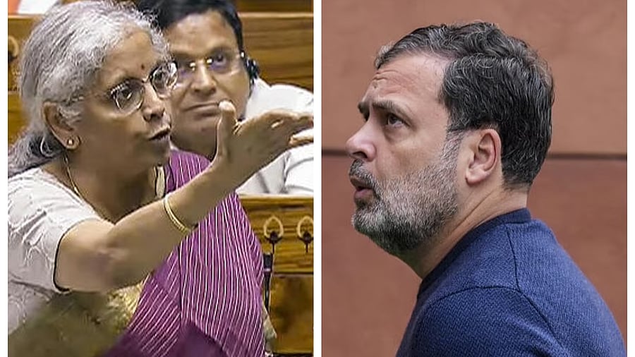 <div class="paragraphs"><p>Finance Minister Nirmala Sitharaman (L), and&nbsp;Congress leader Rahul Gandhi</p></div>