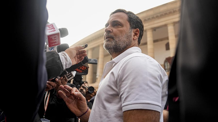 <div class="paragraphs"><p>LoP in the Lok Sabha Rahul Gandhi speaks to the media during the Budget session of Parliament, in New Delhi, Monday, Feb. 2, 2026.</p></div>