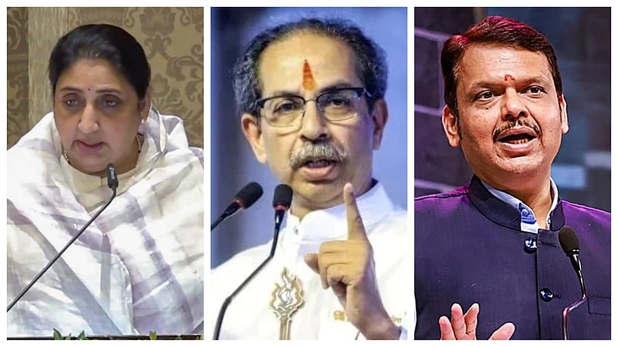 <div class="paragraphs"><p>(From left) Sunetra Pawar,&nbsp;Uddhav Thackeray and&nbsp;Devendra Fadnavis</p></div>