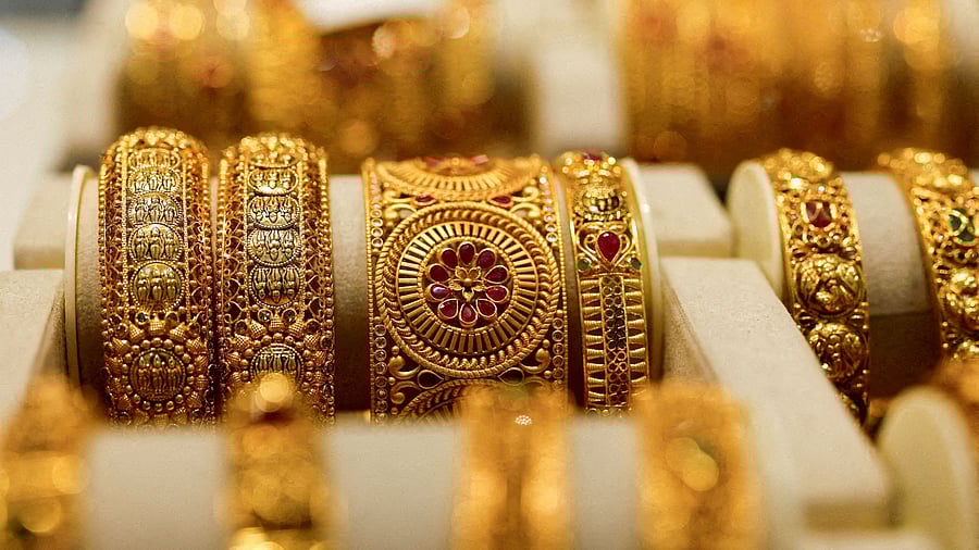 <div class="paragraphs"><p>Gold bangles are displayed at a jewellery store in Mumbai.</p></div>
