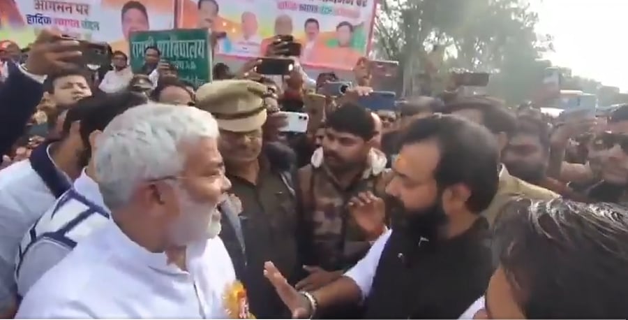 <div class="paragraphs"><p>Uttar Pradesh BJP MLA Brijbhushan Rajput&nbsp; speaking with Minister Swatantra Dev Singh (L) in Mahoba district.</p></div>