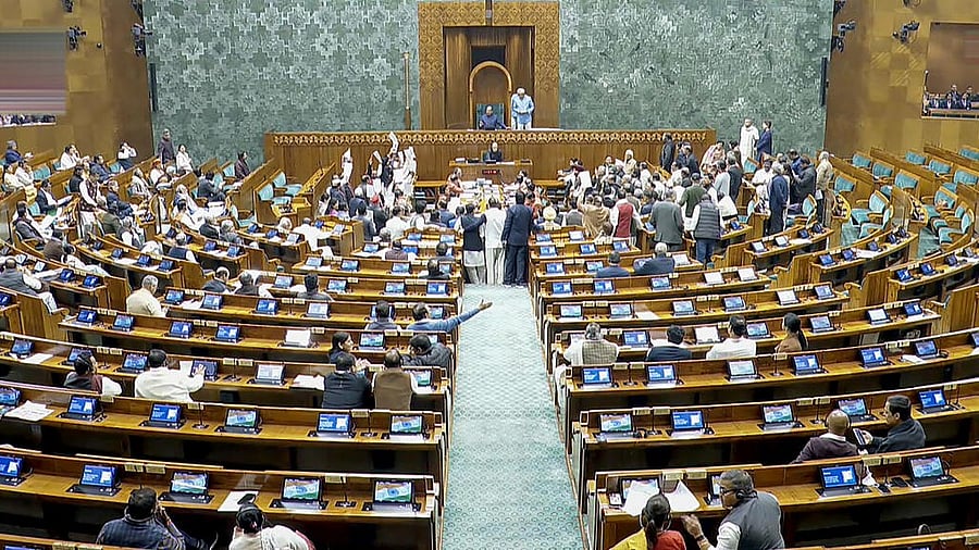 <div class="paragraphs"><p>MPs protest in the Lok Sabha during the Budget session of Parliament, in New Delhi, Tuesday, Feb. 3, 2026.</p></div>