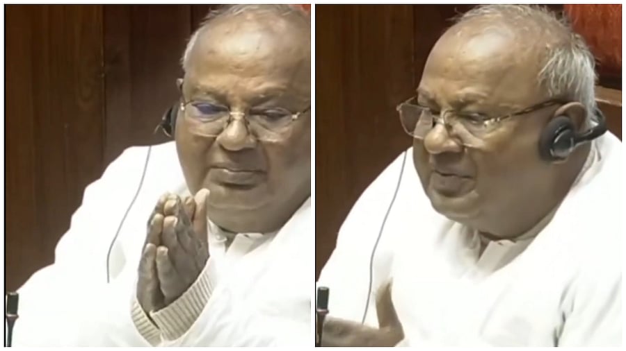 <div class="paragraphs"><p>H D Deve Gowda speaking in the Rajya Sabha.</p></div>
