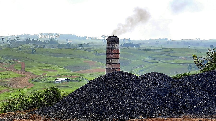 <div class="paragraphs"><p>Heaps of freshly mined coal lying near a coke factory in Dkhiah, few kilometres away from the coal mine where five miners were trapped after a dynamite blast flooded the pit, in East Jaintia Hills of Meghalaya.</p></div>