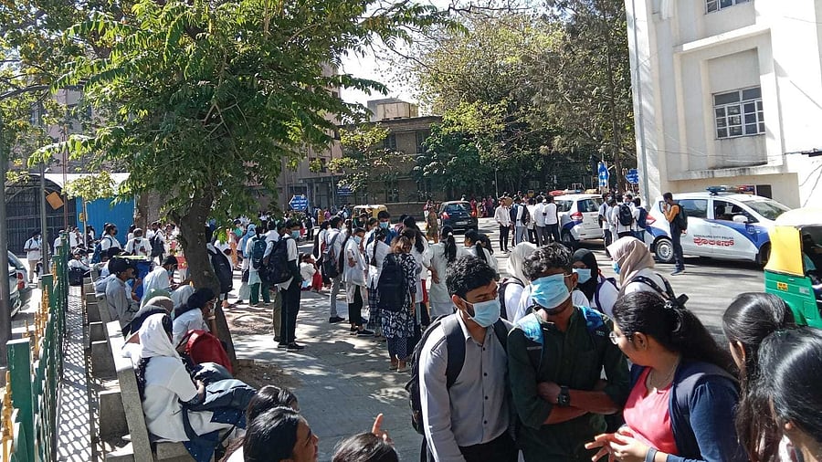 <div class="paragraphs"><p>Around 250 students of the BSc Allied Health Sciences (AHS) at the Bangalore Medical College and Research Institute (BMCRI) intensified their protest on Thursday at the Victoria Hospital campus. Credit: Special arrangement</p></div>