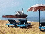 Photo of bulk carrier M V River Princess which has been grounded off Candolim beach for 9 years.