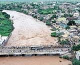 An aerial view of flooded Jewargi in North Karnataka. PTI