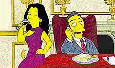 Nicolas Sarkozy with his wife Carla Bruni as portrayed in an episode of The Simpsons.