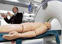 Hi-tech Postmortem: Michael Thali explains the Virtopsy optical 3D and a magnetic resonance scanner for a demonstration of an autopsy without cutting open bodies in Berne on November 18. REUTERS