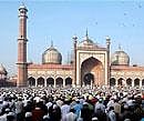 Muslims offer namaz at Jama Masjid on the occasion of Id-ul-Zuha festival in New Delhi on Saturday. PTI