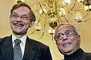 HAPPY DAYS ARE HERE AGAIN: Finance Minister Pranab Mukherjee (right) with World Bank President Robert Zoellick in New Delhi on Wednesday. Pti