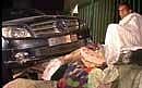 The Mercedes that ran over two destitutes sleeping on the footpath in New Delhi. Courtesy NDTV 24/7