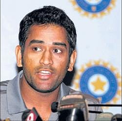 Indian skipper Mahendra Singh Dhoni addresses the media in Mumbai on Friday, a day before the teams departure for Bangladesh. Reuters