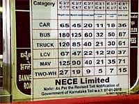 A board put up at one of the NICE road tollgates. DH Photo