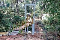 A view of the hanging foot-bridge at Moorugadde in Koppa taluk. DH Photo