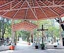 Resting:  A covered section of the cemetery where brief services are held.  DH Photo by  Dinesh  S K