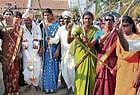 NOT SO QUEER: Men decked up as women on the final day of 14-day jaathre mahotsav of goddess Maramma at Ramanahalli near Mysore. DH Photo
