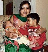 In this file photo Gurshan Singh (right) seen with his mother Harpreet Kaur Channa in Melbourne. AFP