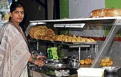 hardworking Kanchan Gupta, the owner of the store. dh photo by kishor kumar bolar