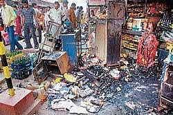 A view of the bakery which was gutted in fire near Milagres on Monday. dh photo